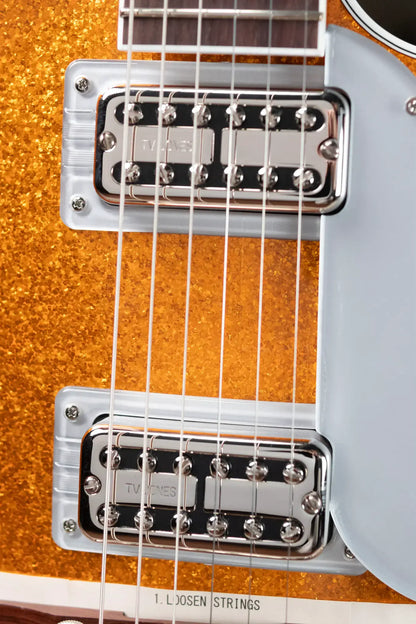 Gretsch G6129T-89 Vintage Select '89 Sparkle Jet with Bigsby Electric Guitar - Gold Sparkle with Hardshell Case