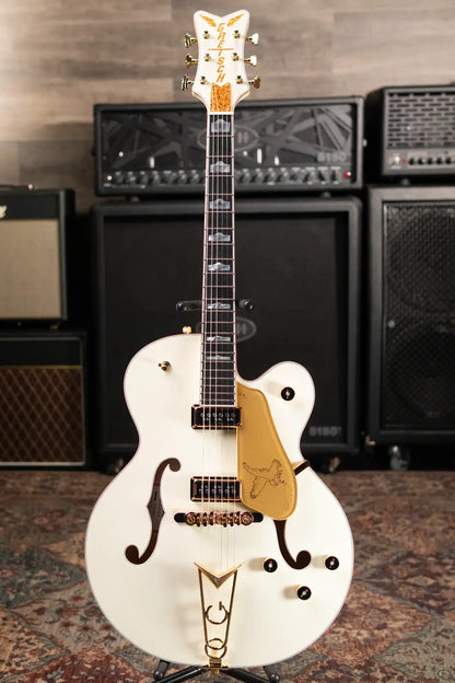 Gretsch G6136-55 Vintage Select Edition '55 Falcon Hollow Body with Cadillac Tailpiece, TV Jones, Solid Spruce Top - Vintage White, Lacquer with Hardshell Case