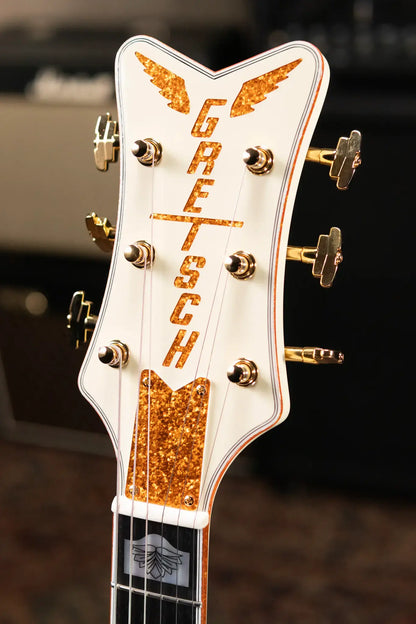 Gretsch G6136-55 Vintage Select Edition '55 Falcon Hollow Body with Cadillac Tailpiece, TV Jones, Solid Spruce Top - Vintage White, Lacquer with Hardshell Case