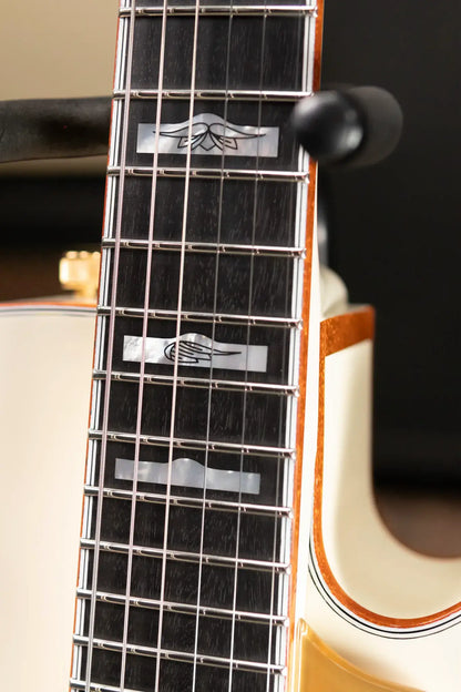 Gretsch G6136-55 Vintage Select Edition '55 Falcon Hollow Body with Cadillac Tailpiece, TV Jones, Solid Spruce Top - Vintage White, Lacquer with Hardshell Case