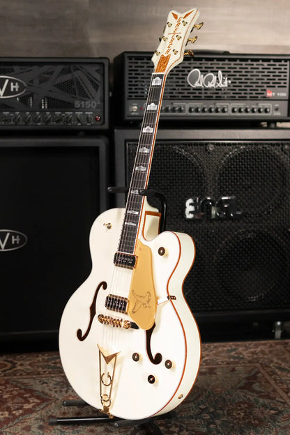 Gretsch G6136-55 Vintage Select Edition '55 Falcon Hollow Body with Cadillac Tailpiece, TV Jones, Solid Spruce Top - Vintage White, Lacquer with Hardshell Case