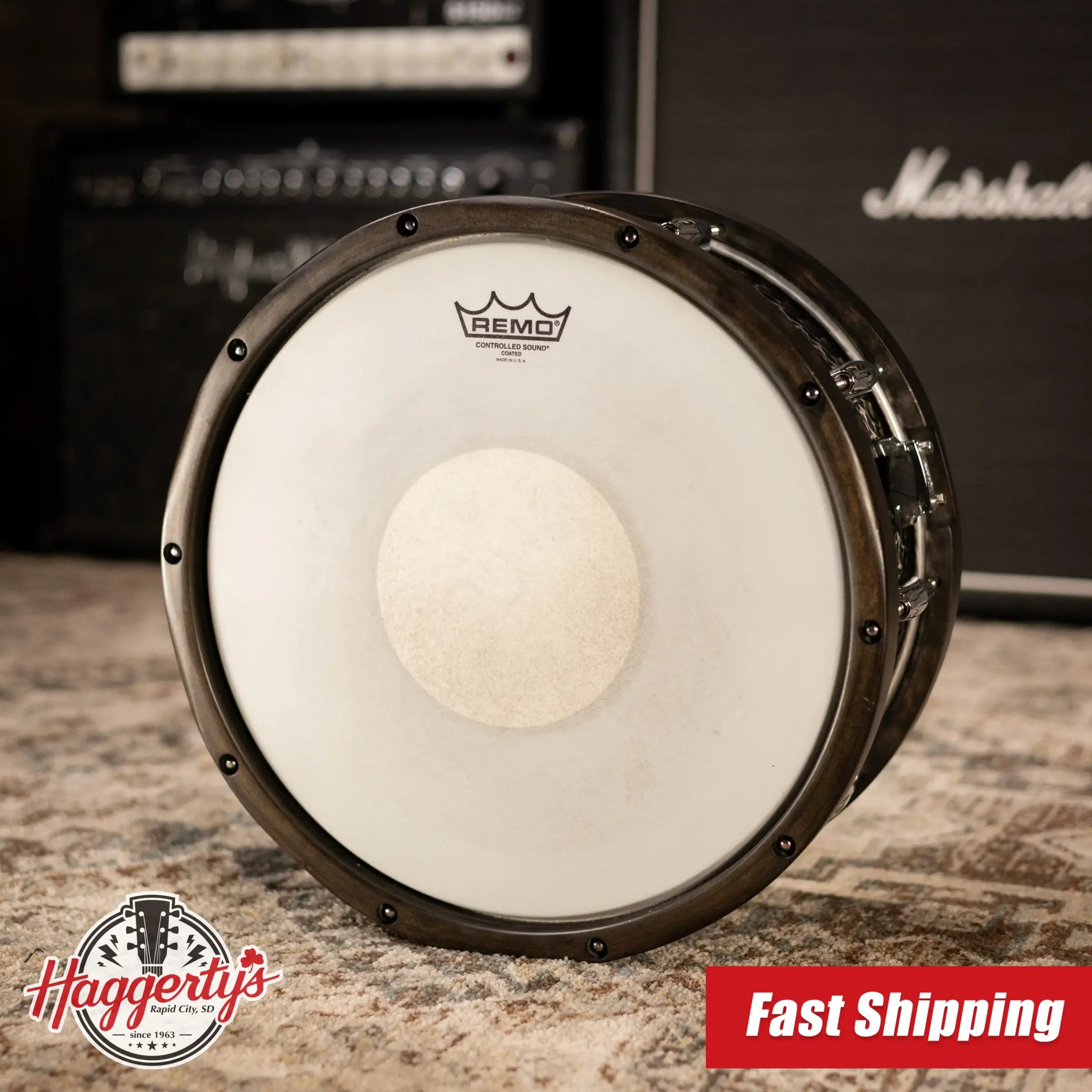 Gretsch S16514WHBSH 6.5x14" Hammered Black Steel Snare Drum with Case - Used