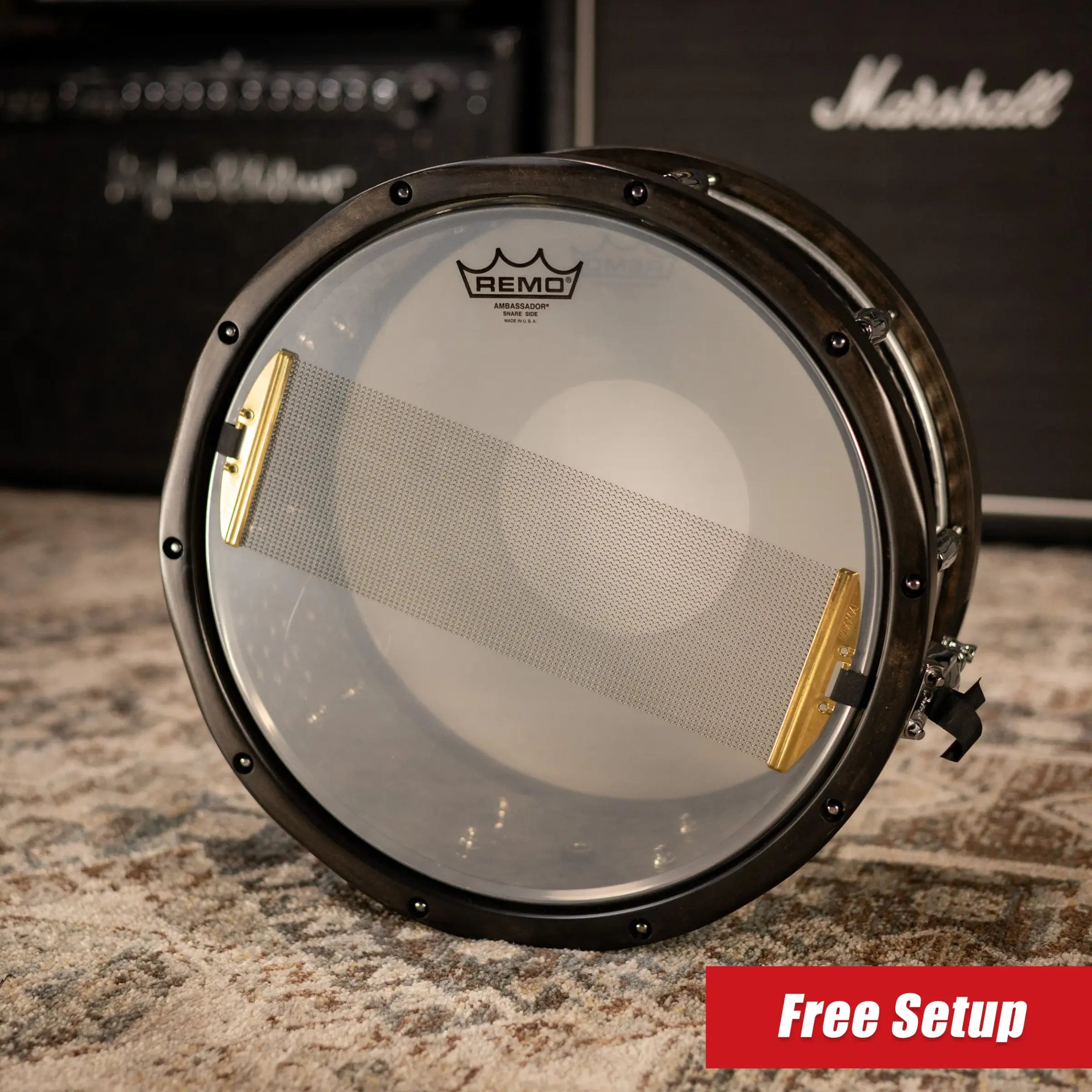 Gretsch S16514WHBSH 6.5x14" Hammered Black Steel Snare Drum with Case - Used