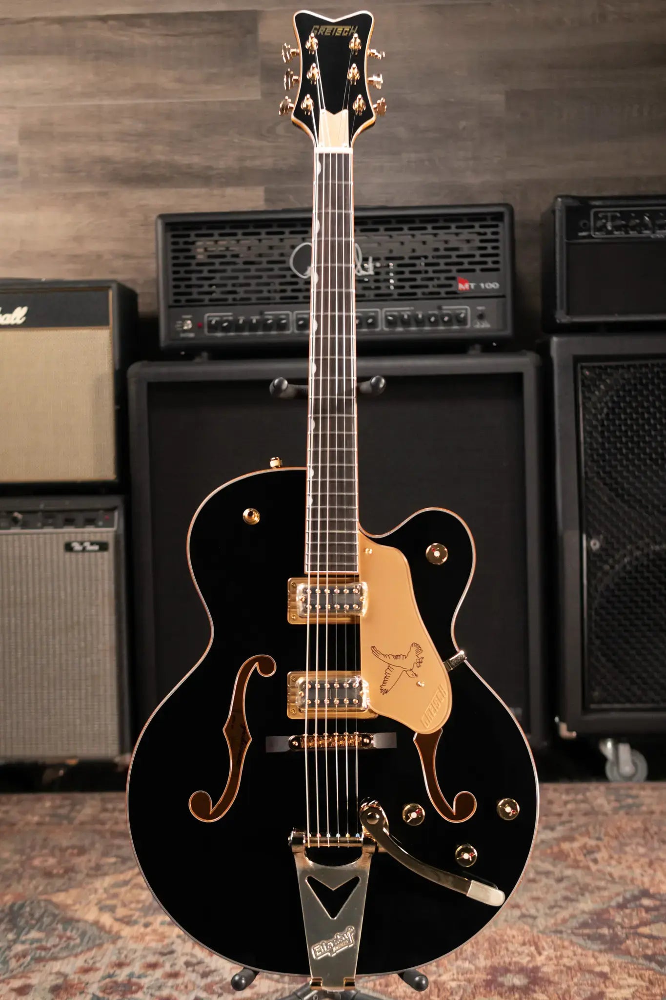 Gretsch Synchromatic Falcon Hollow Body Single-Cut with Bigsby Electric Guitar - Black with Hardshell Case