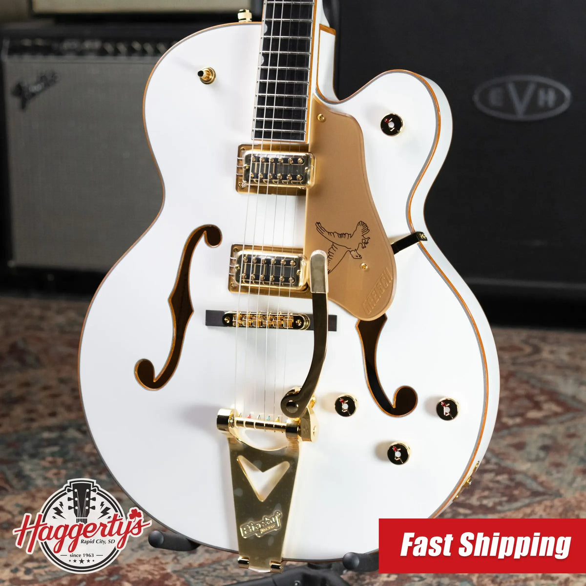 Gretsch Synchromatic Falcon Hollow Body Single-Cut with Bigsby Electric Guitar - Snowcrest White with Hardshell Case