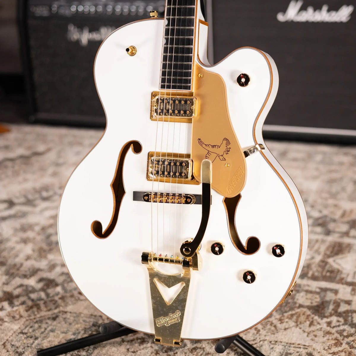 Gretsch Synchromatic Falcon Hollow Body Single-Cut with Bigsby Electric Guitar - Snowcrest White with Hardshell Case