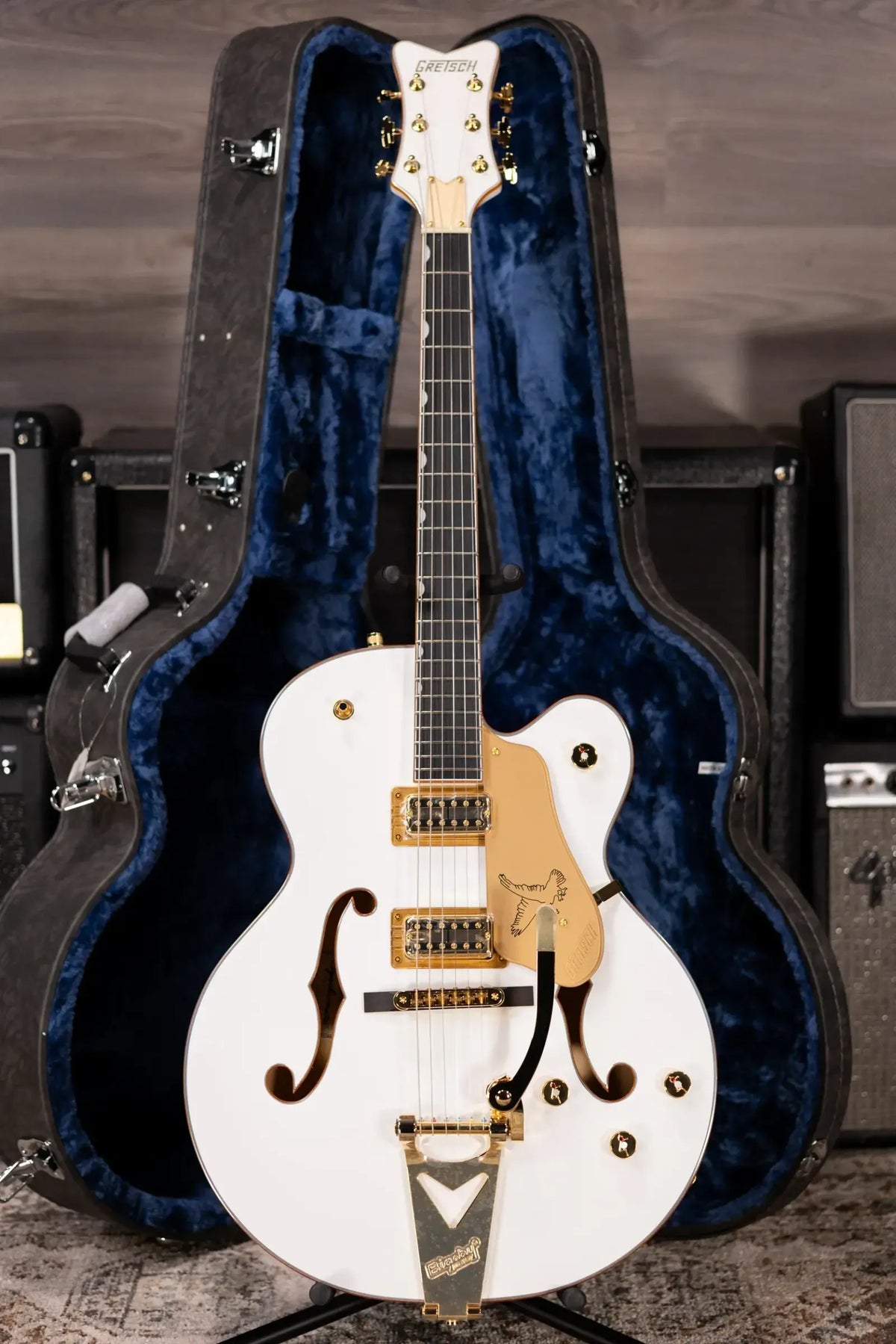 Gretsch Synchromatic Falcon Hollow Body Single-Cut with Bigsby Electric Guitar - Snowcrest White with Hardshell Case