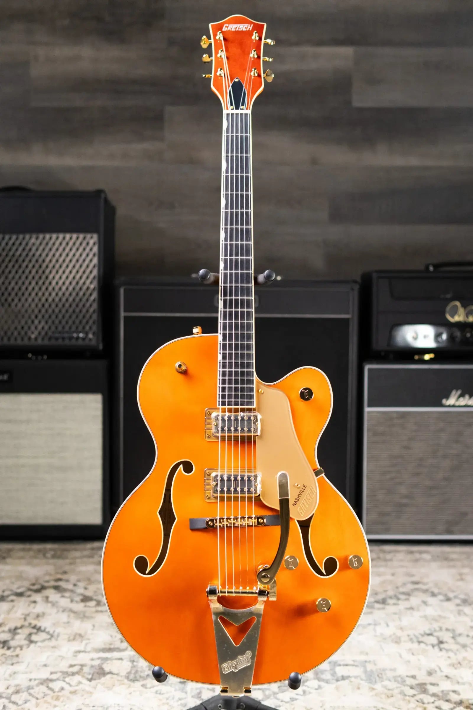 Gretsch Synchromatic Nashville Hollow Body Single-Cut with Bigsby Electric Guitar - 50's Orange Stain with Hardshell Case