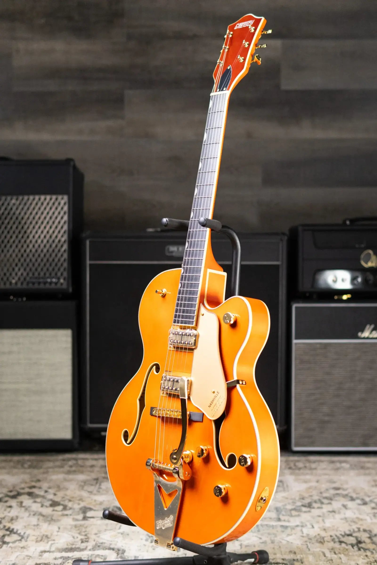 Gretsch Synchromatic Nashville Hollow Body Single-Cut with Bigsby Electric Guitar - 50's Orange Stain with Hardshell Case