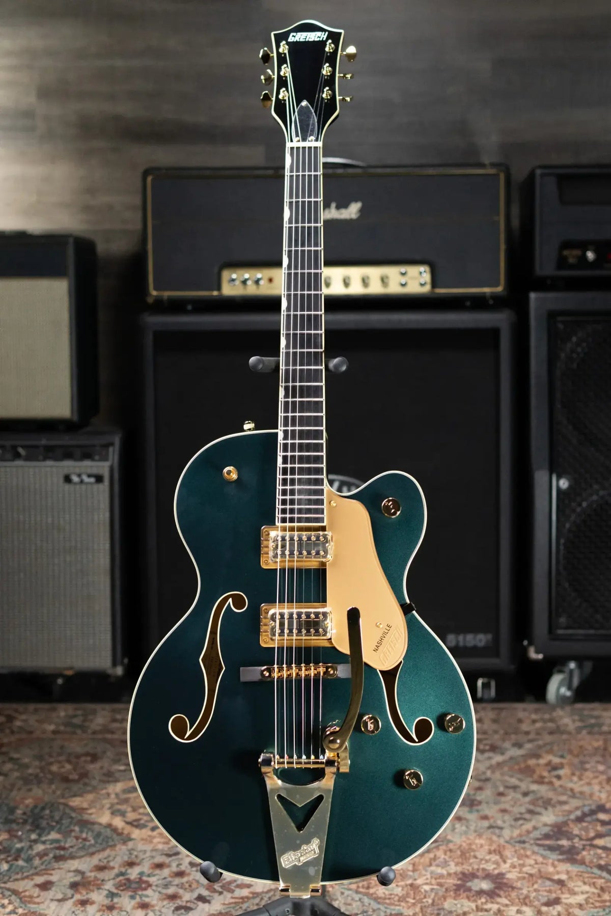 Gretsch Synchromatic Nashville Hollow Body Single-Cut with Bigsby Electric Guitar - Cadillac Green with Hardshell Case