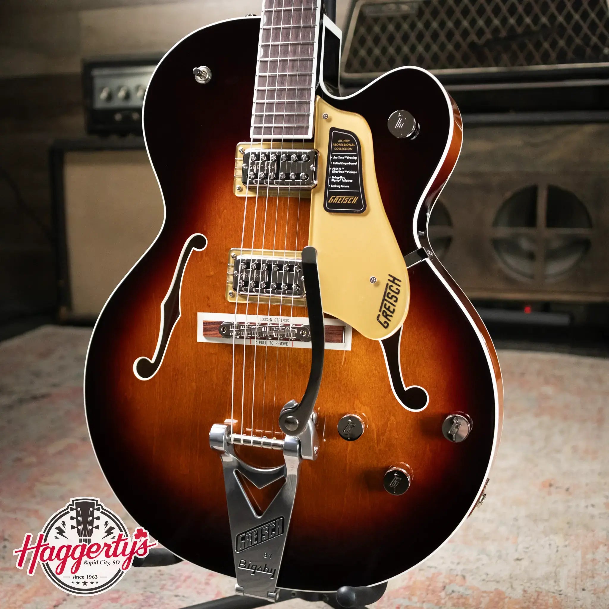 Gretsch Tennessean Hollow-Body with String-Thru Bigsby Electric Guitar - Havana Burst with Hardshell Case