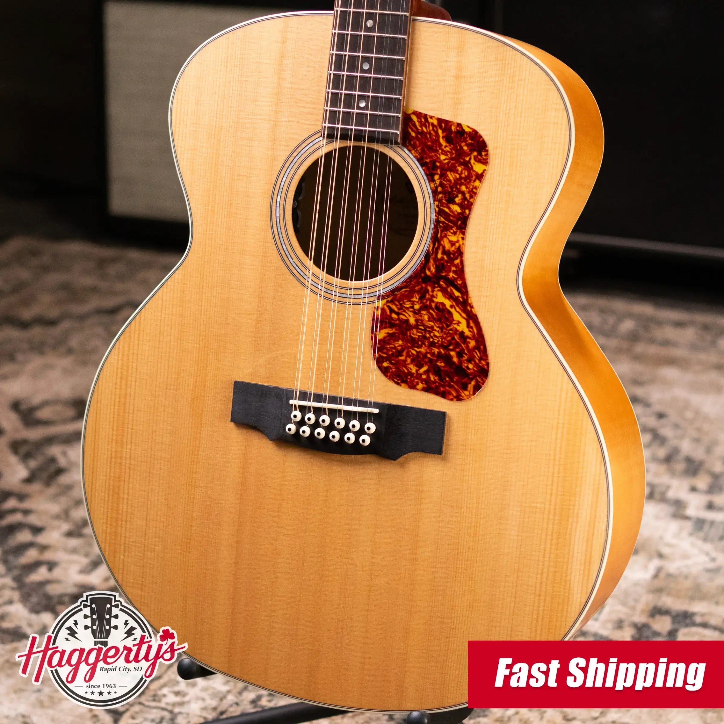 Guild Westerly Collection F-2512E 12-String Jumbo Acoustic-Electric Guitar - Natural with Gig Bag - Used