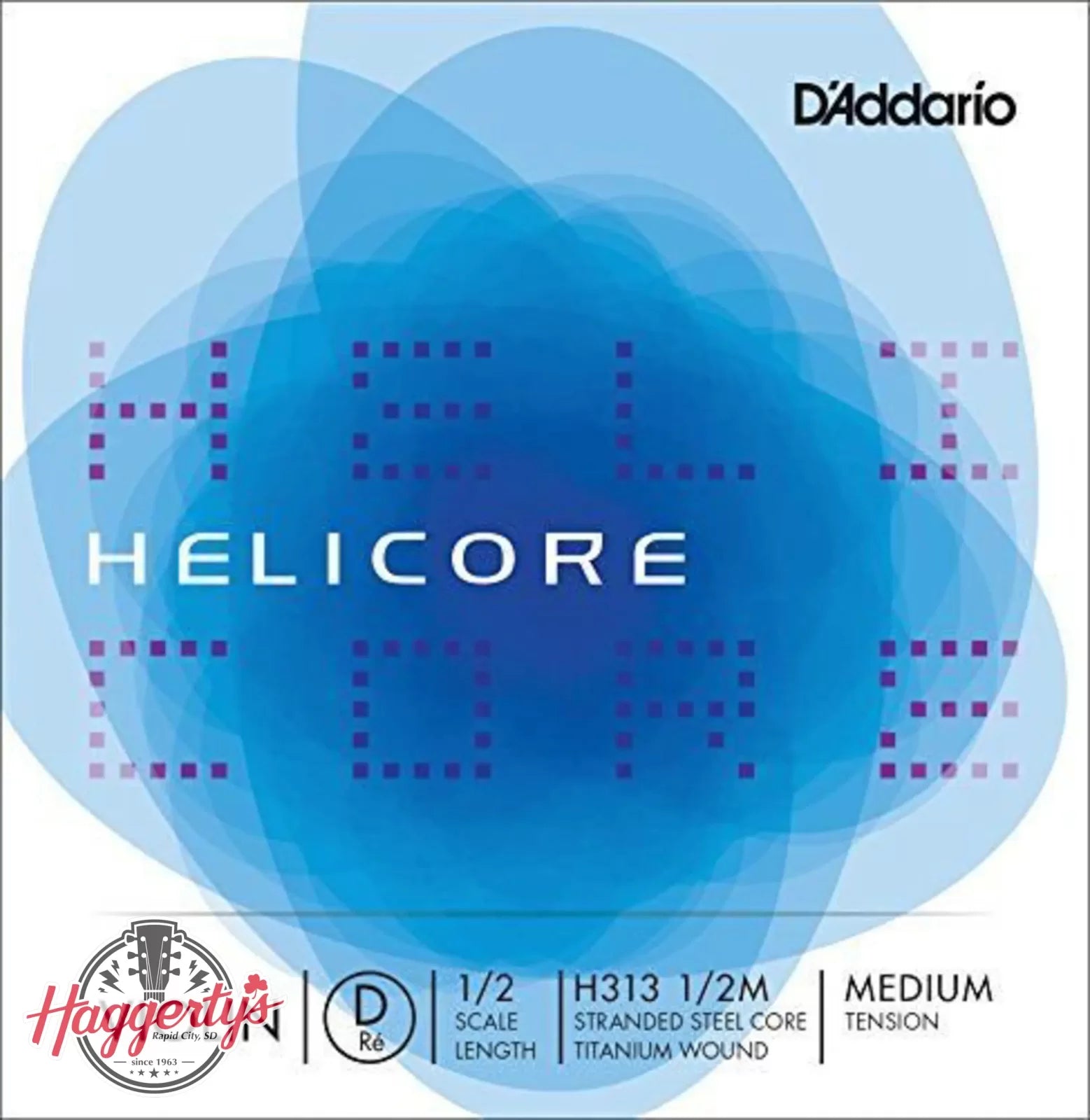 D’Addario Helicore 1/2 Violin Single String D - Medium Tension - H313 1/2M