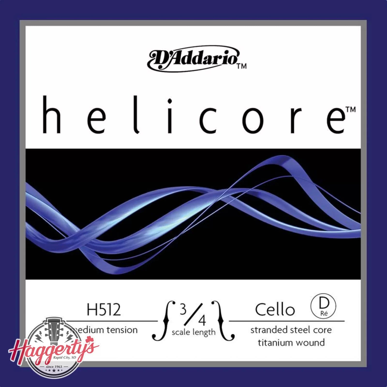 D’Addario Helicore 3/4 Cello Single String D - Medium Tension - H512 3/4M