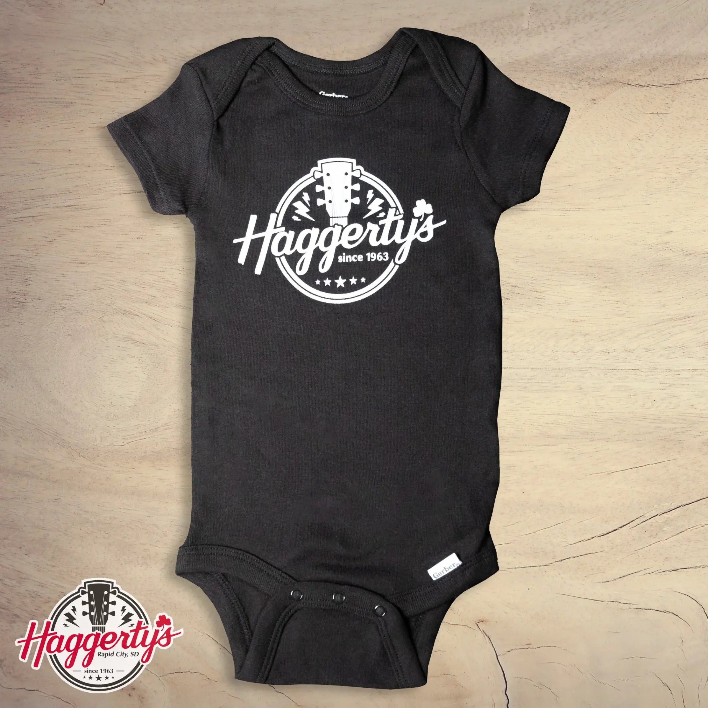 Haggerty's Black Onesie - 6-9 Months