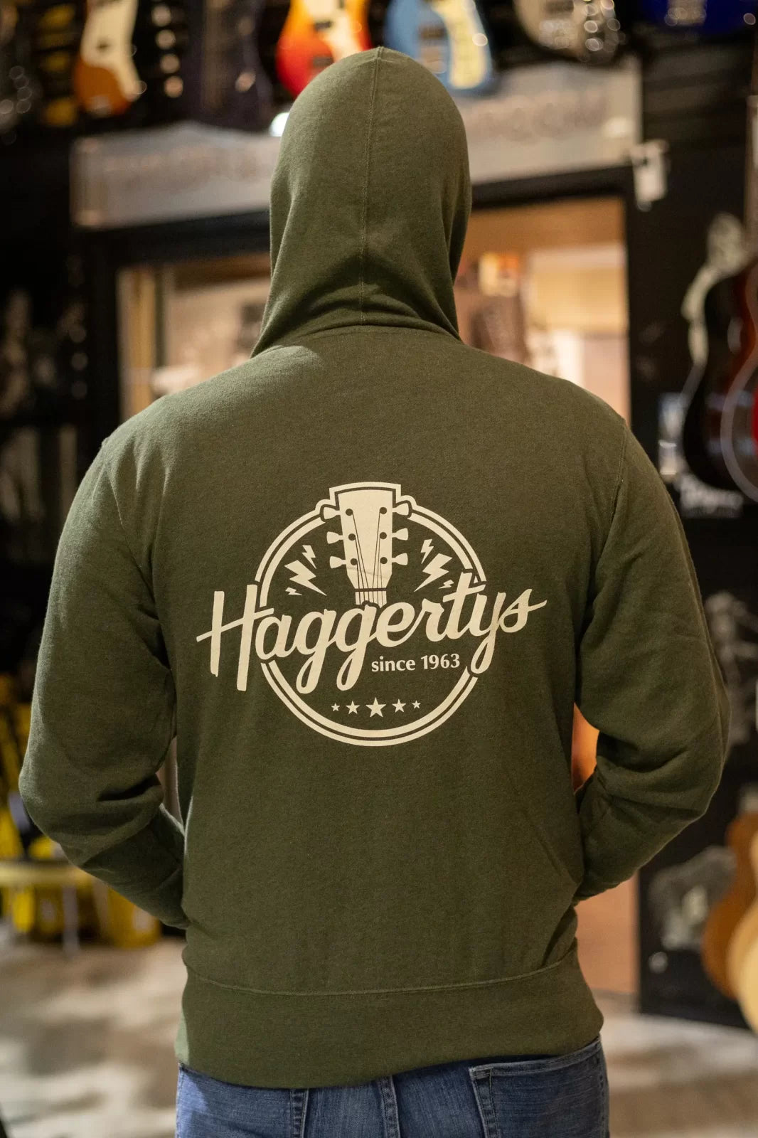 Haggerty's Full Zip Logo Hoodie - Olive Green (Large)