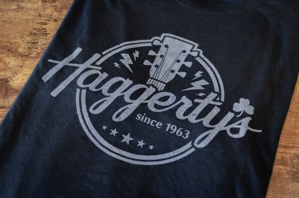 Haggerty's Logo Black Men Crew Neck T-Shirt, XL