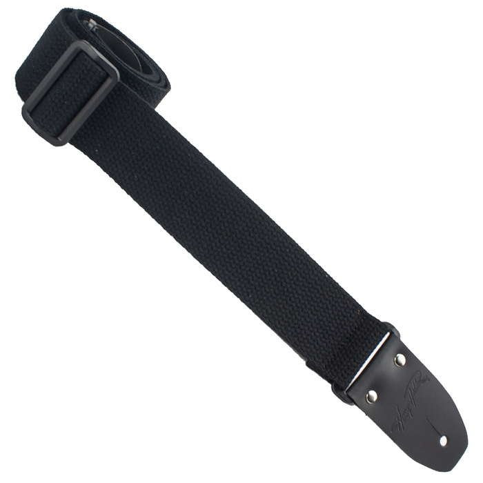 Henry Heller 2" Cotton with Deluxe Sewn Garment Leather Ends - Black