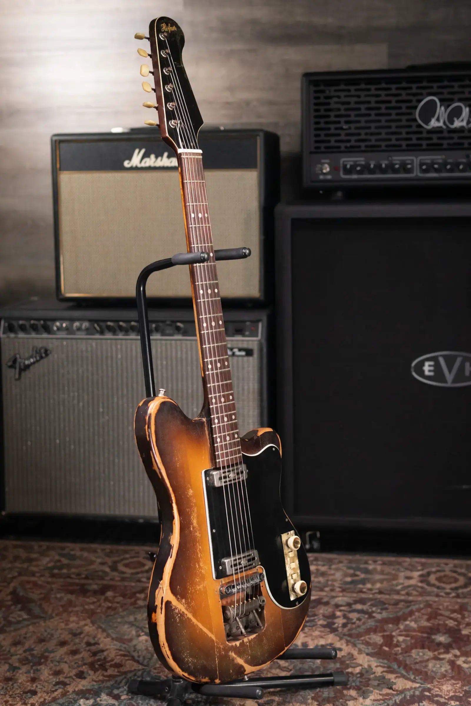 Hofner Rare Vintage 1960 V2 Solid Body Electric Guitar Sunburst with Hardshell Case - Used