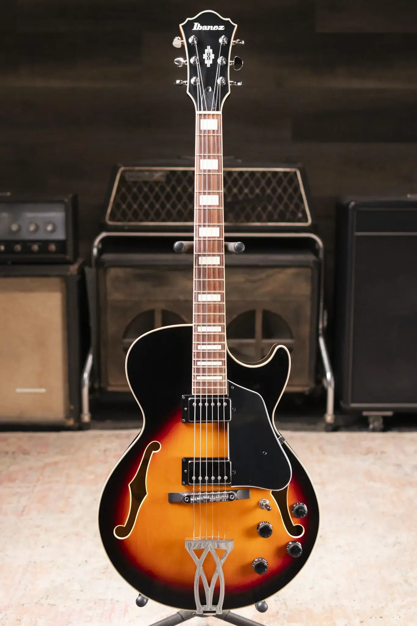 Ibanez AG75 Artcore Hollow Body Electric Guitar Brown Sunburst with Hardshell Case - Used