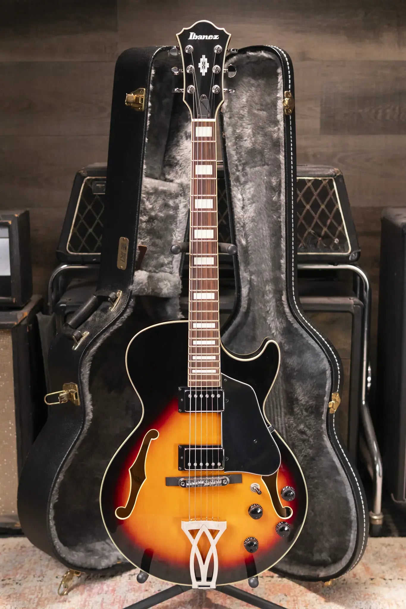 Ibanez AG75 Artcore Hollow Body Electric Guitar Brown Sunburst with Hardshell Case - Used