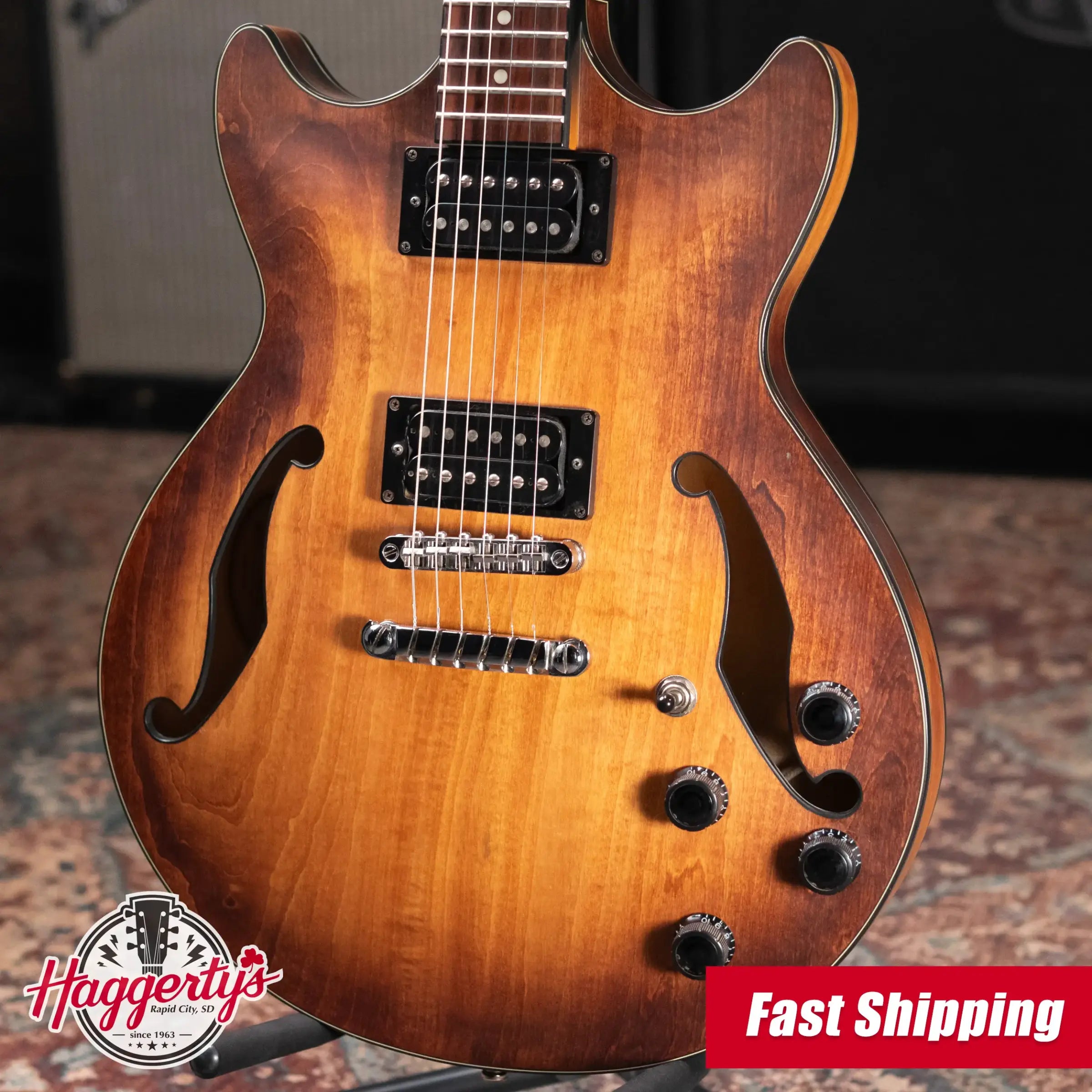 Ibanez AM73B Artcore Semi-Hollow Electric Guitar Tobacco Flat with Hardshell Case - Used