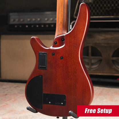 Ibanez Bass Workshop SRH500F Fretless Electric Bass - Natural Browned Burst Flat