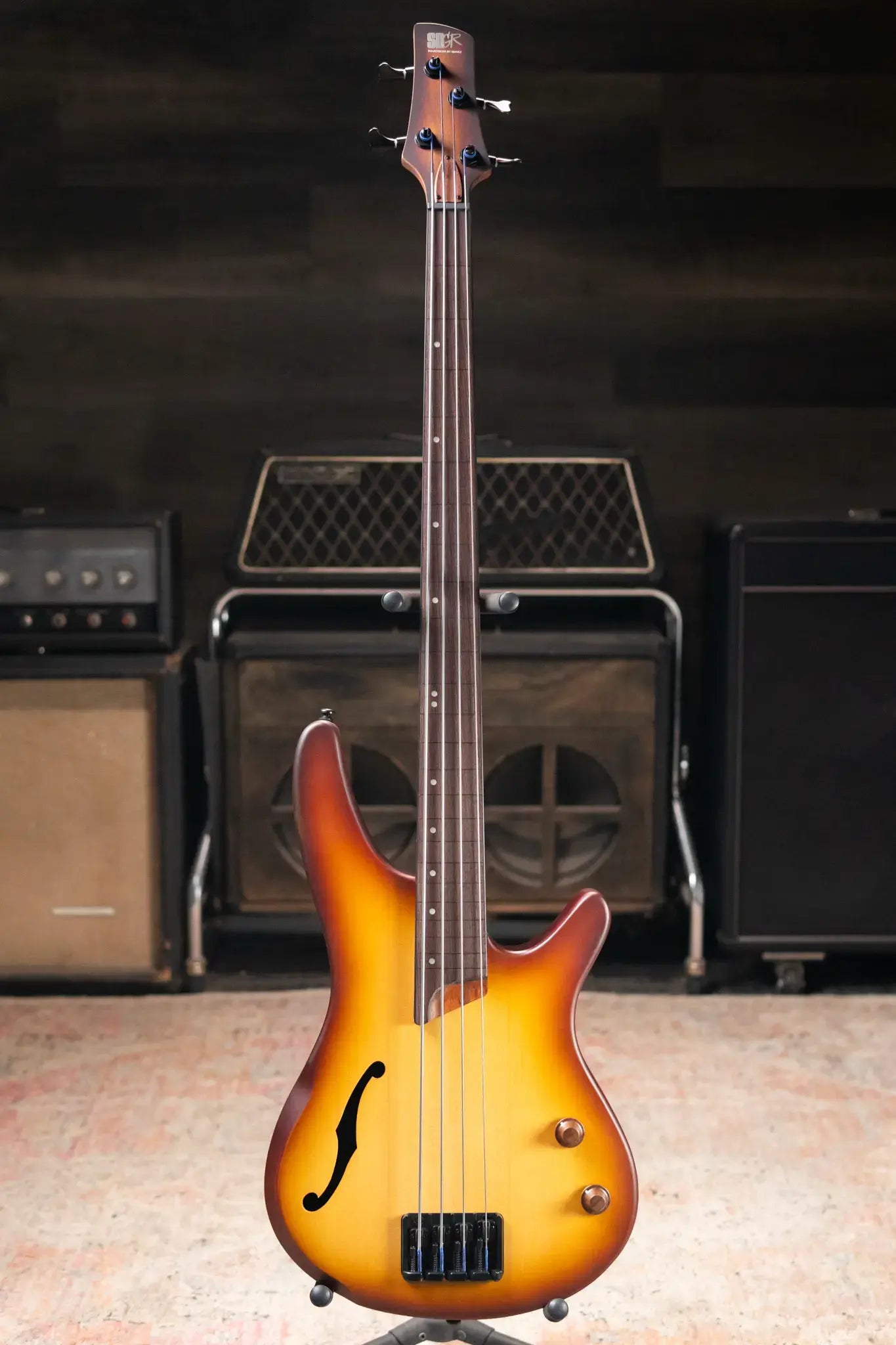 Ibanez Bass Workshop SRH500F Fretless Electric Bass - Natural Browned Burst Flat