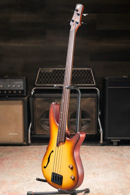 Ibanez Bass Workshop SRH500F Fretless Electric Bass - Natural Browned Burst Flat