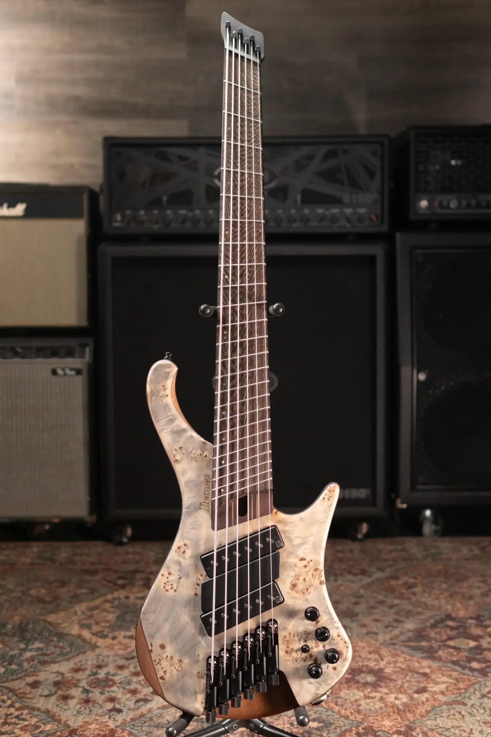 Ibanez EHB1506MS 6-String Electric Bass - Black Ice Flat with Gig Bag - Floor Model