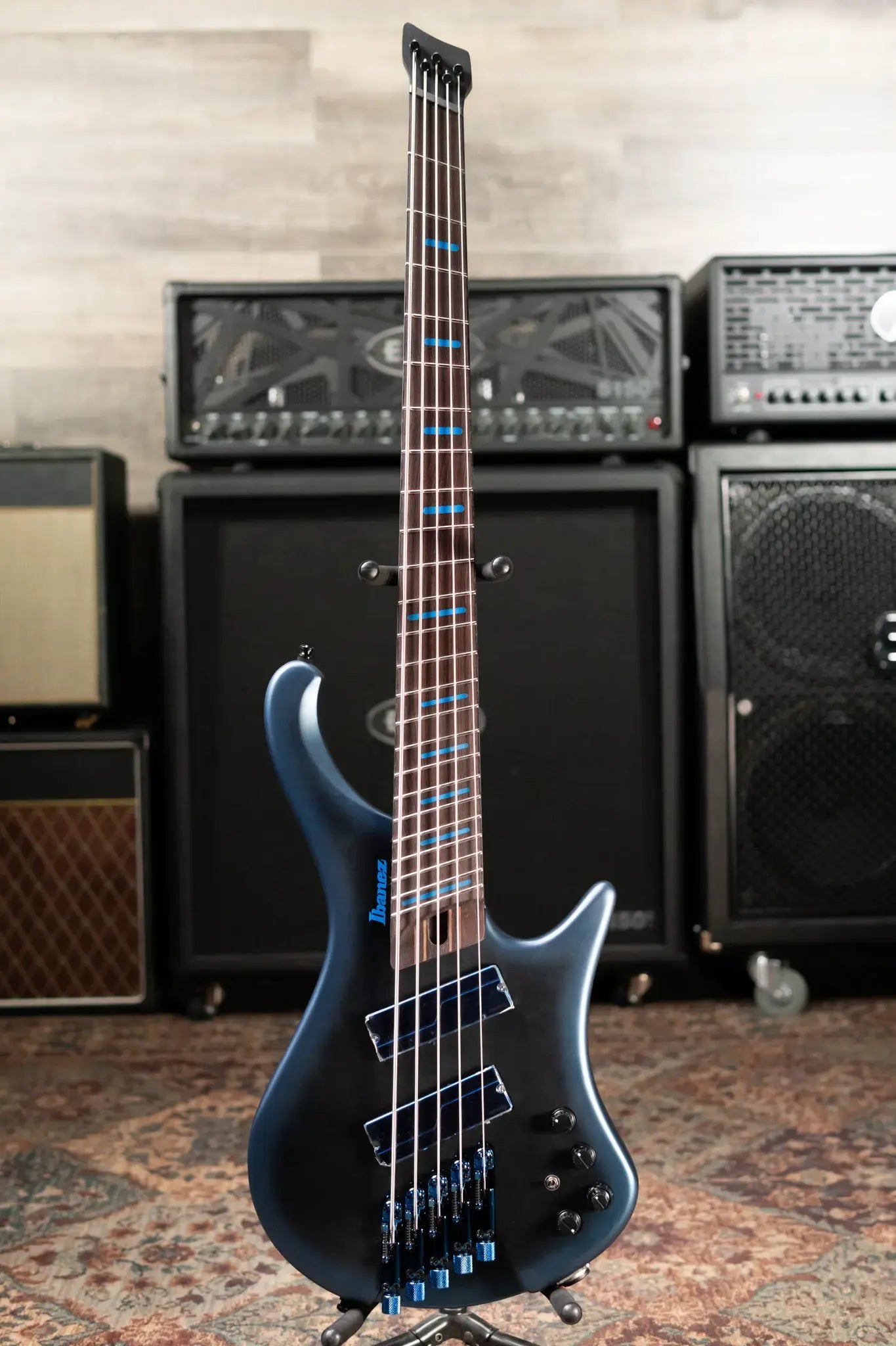 Ibanez EHB5MSBSP 5-String Multi Scale Electric Bass - Midnight Arctic Ocean Matte with Gig Bag