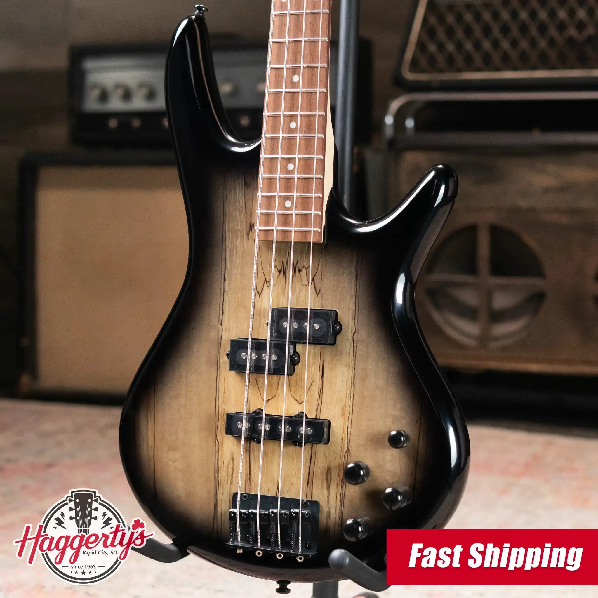 Ibanez GIO GSR200S Electric Bass - Spalted Maple Top Natural Grey Burst
