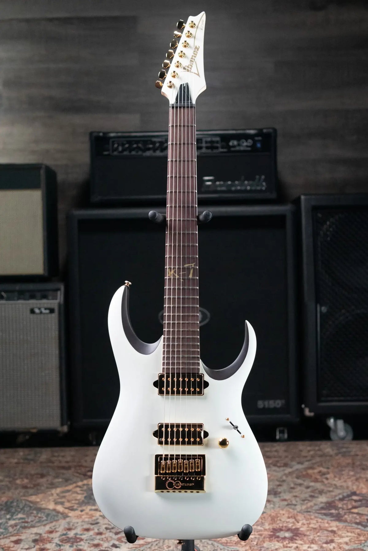 Ibanez K7YANG Brian "Head" Welch Signature 7-String Electric Guitar - Matte White with Gig Bag