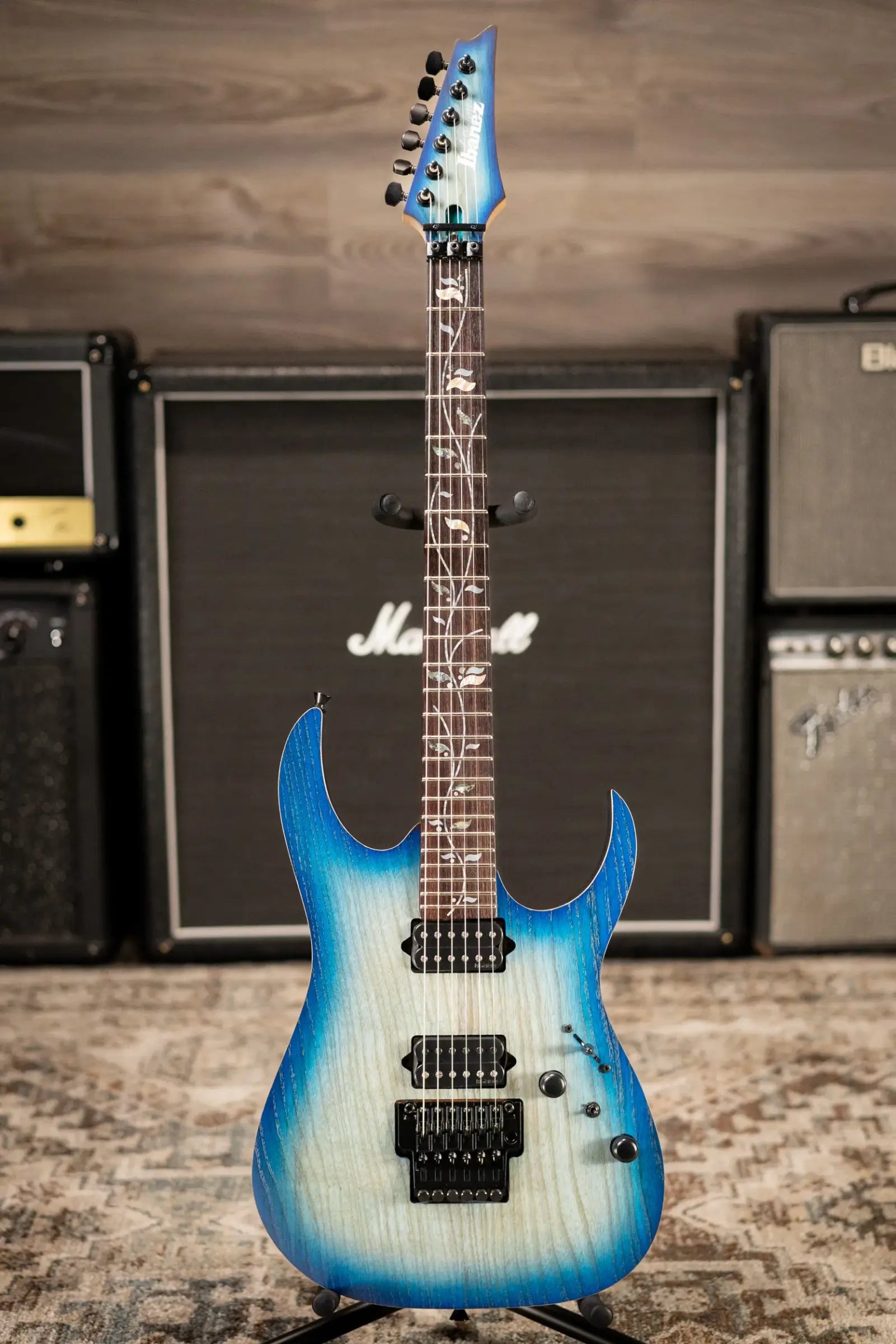 Ibanez Limited Edition RG8620AHGFB J-Custom Electric Guitar - Ghost Fleet Blue Burst with Hardshell Case