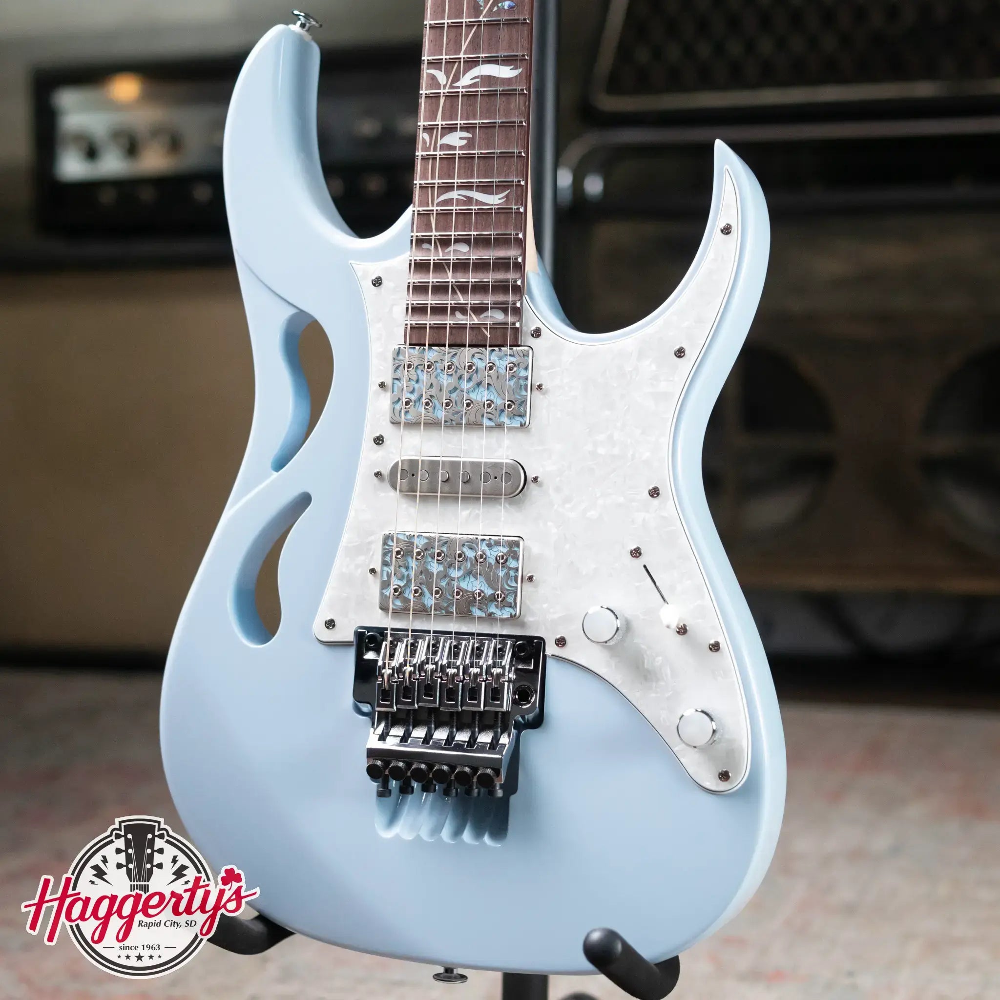 Ibanez PIA3761C Steve Vai Signature Electric Guitar - Blue Powder with Hardshell Case