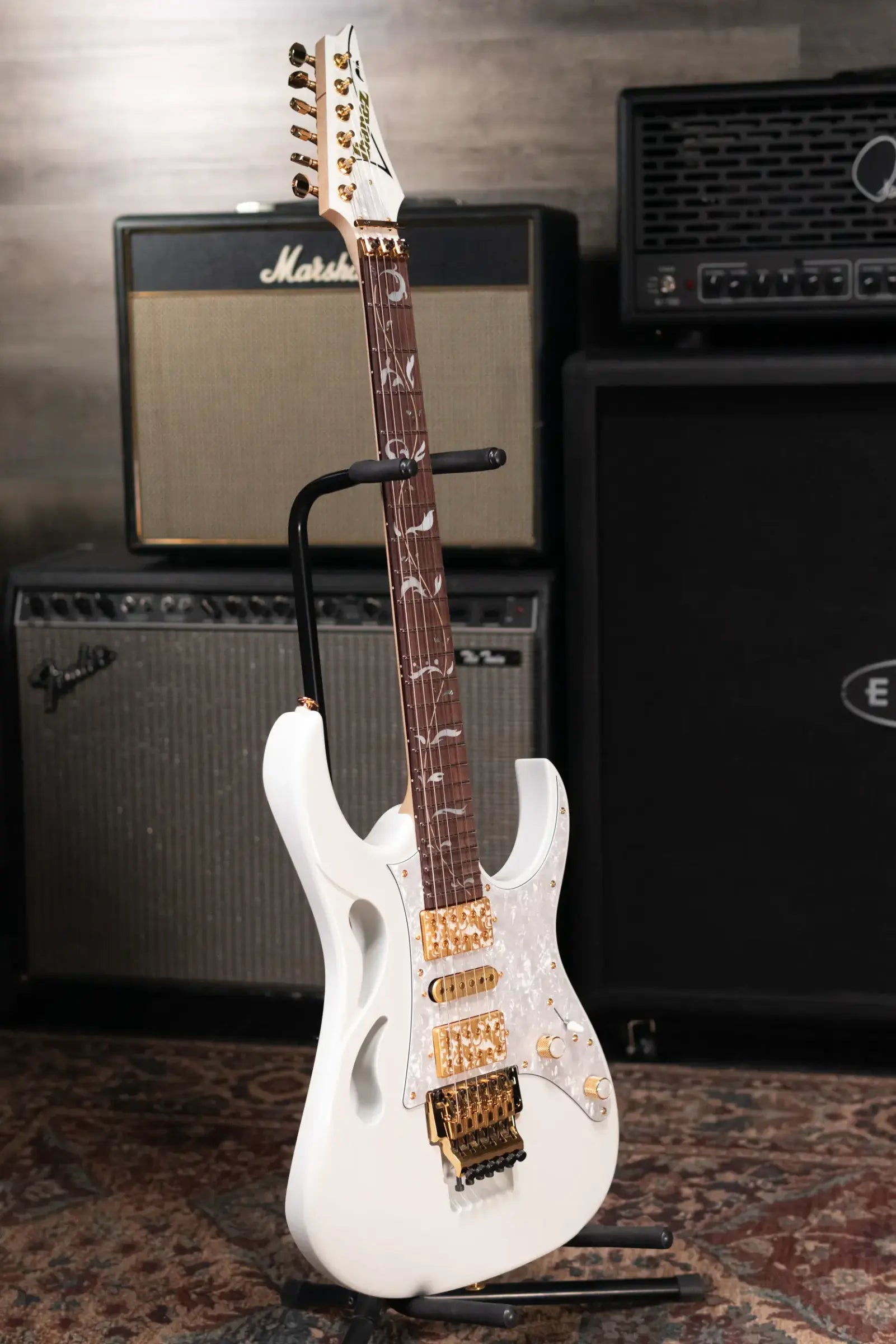 Ibanez PIA3761SLW Steve Vai Signature Electric Guitar Stallion White with Hardshell Case - Used