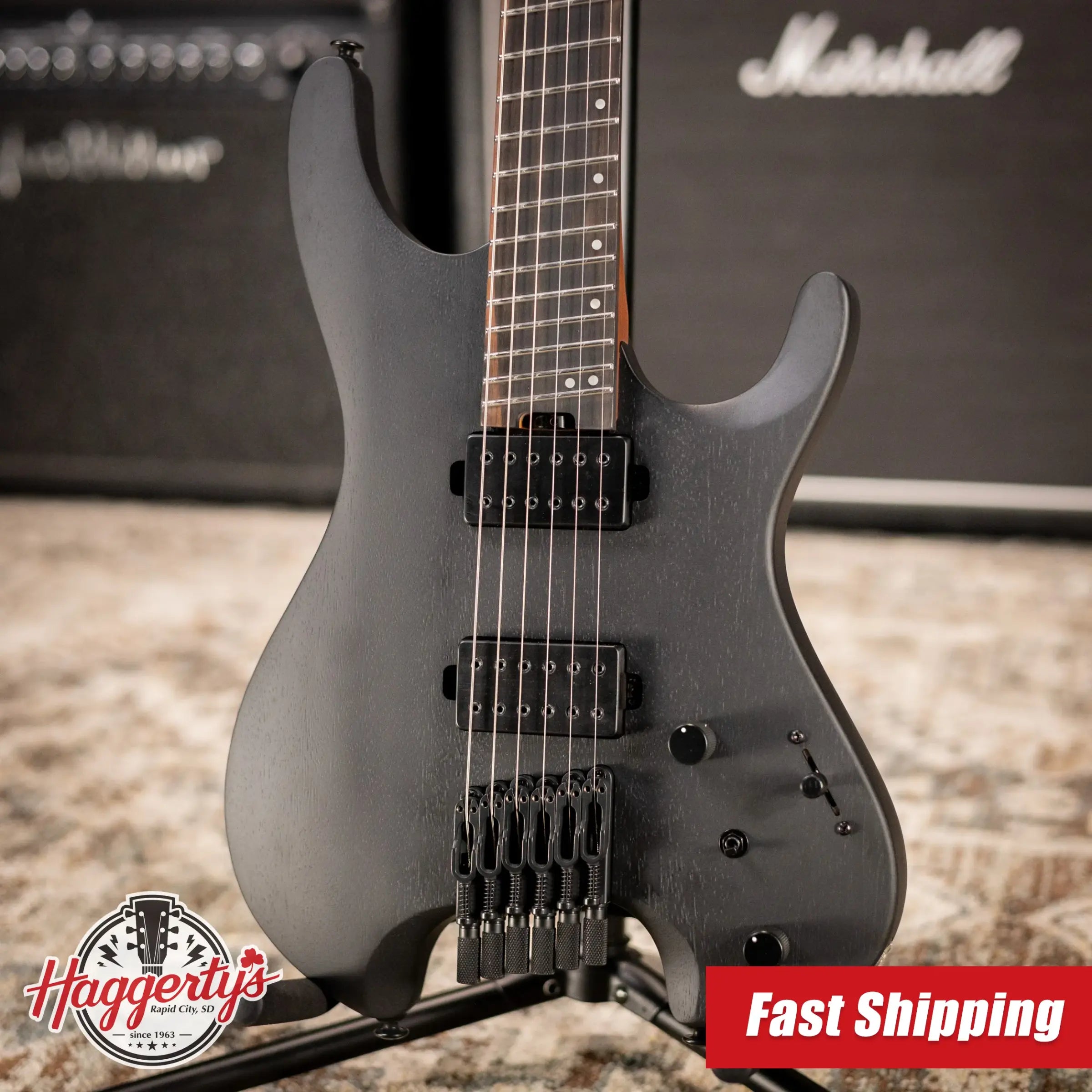 Ibanez QX52B Headless Electric Guitar - Weathered Black with Gig Bag