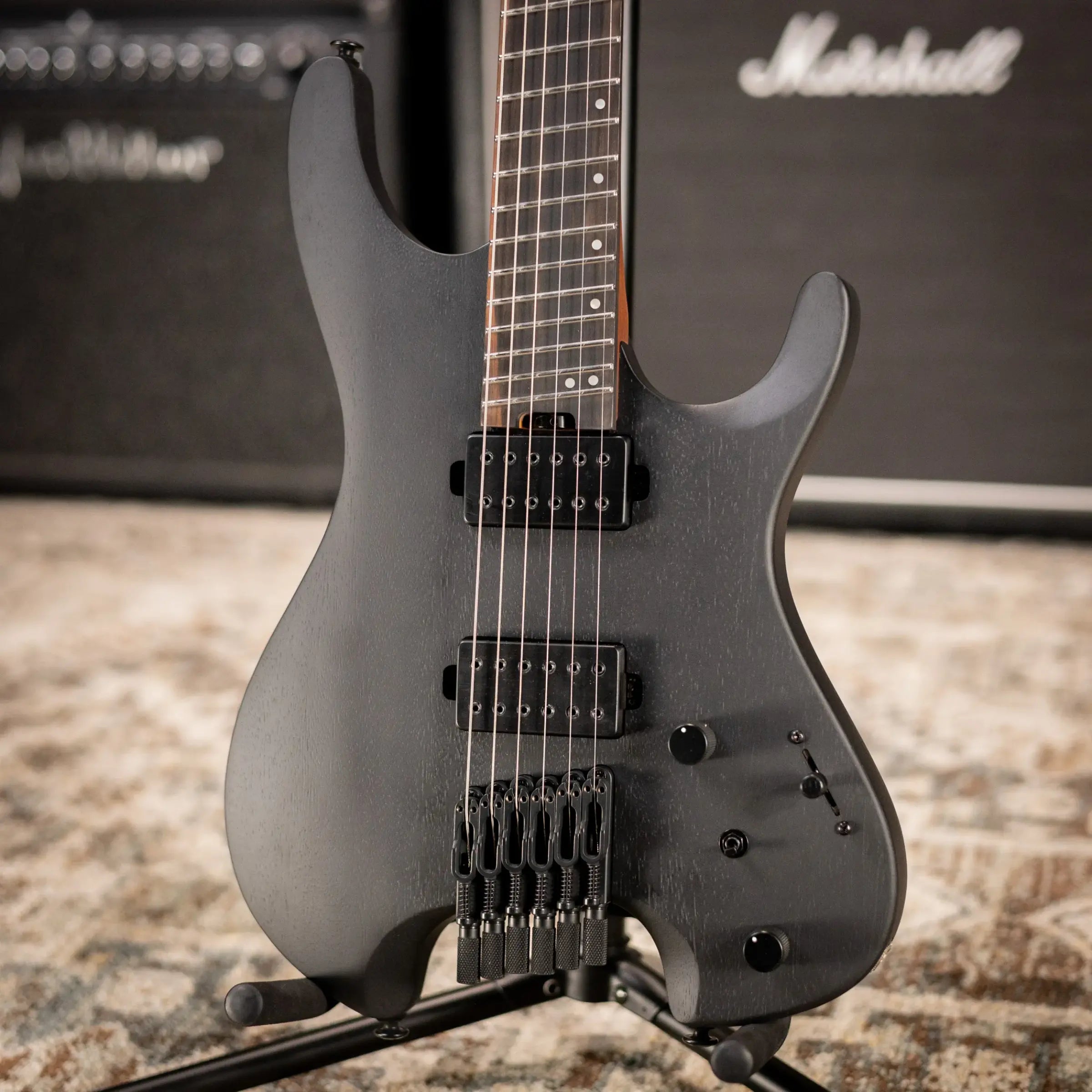 Ibanez QX52B Headless Electric Guitar - Weathered Black with Gig Bag