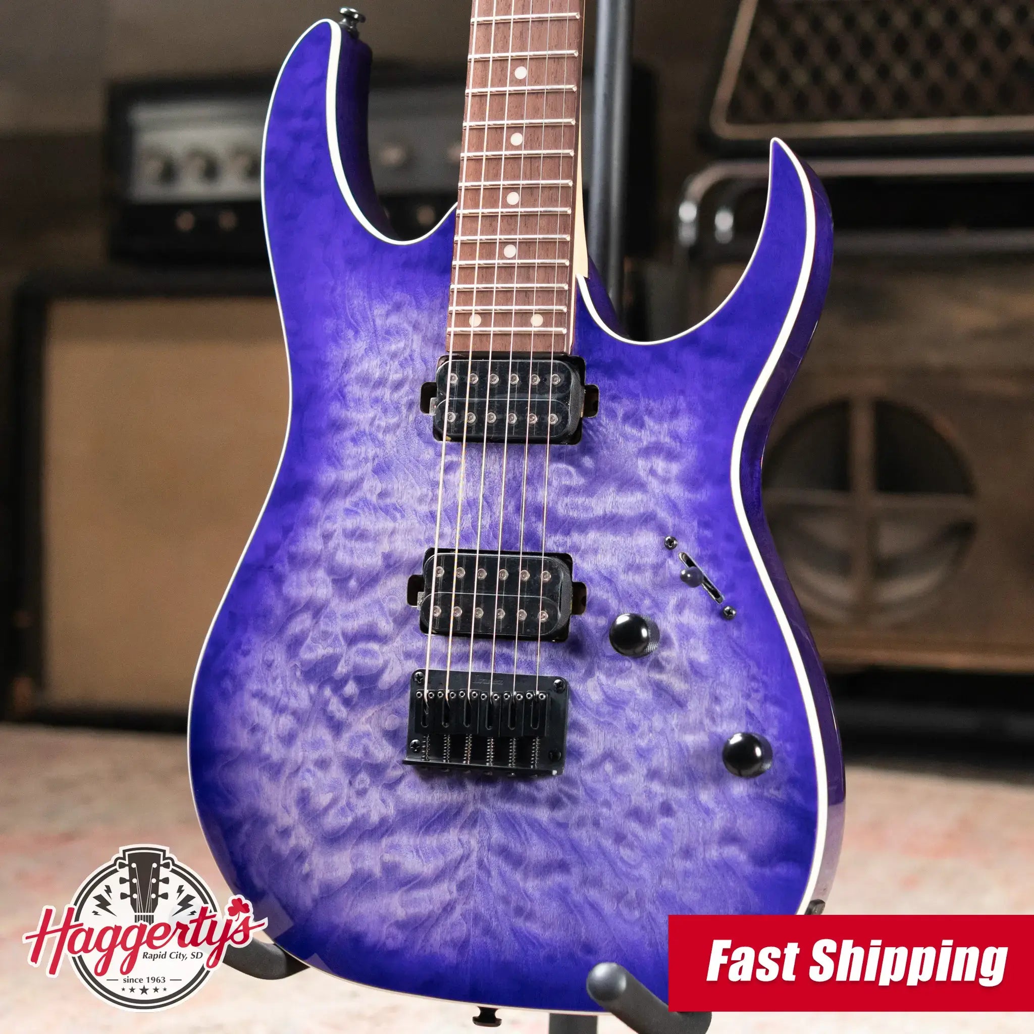Ibanez RG421QM Electric Guitar - Cerulean Blue Burst