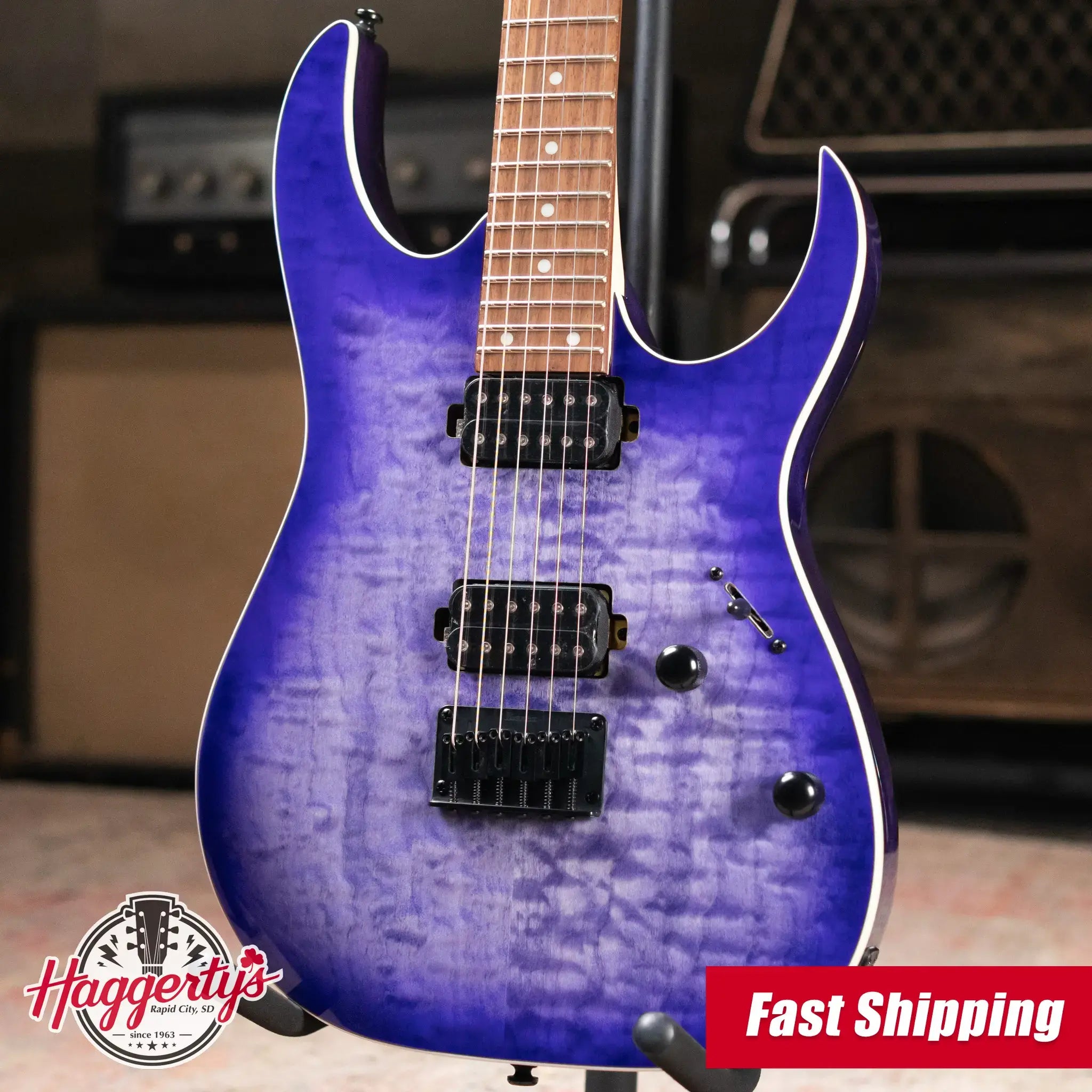 Ibanez RG421QM Electric Guitar - Cerulean Blue Burst
