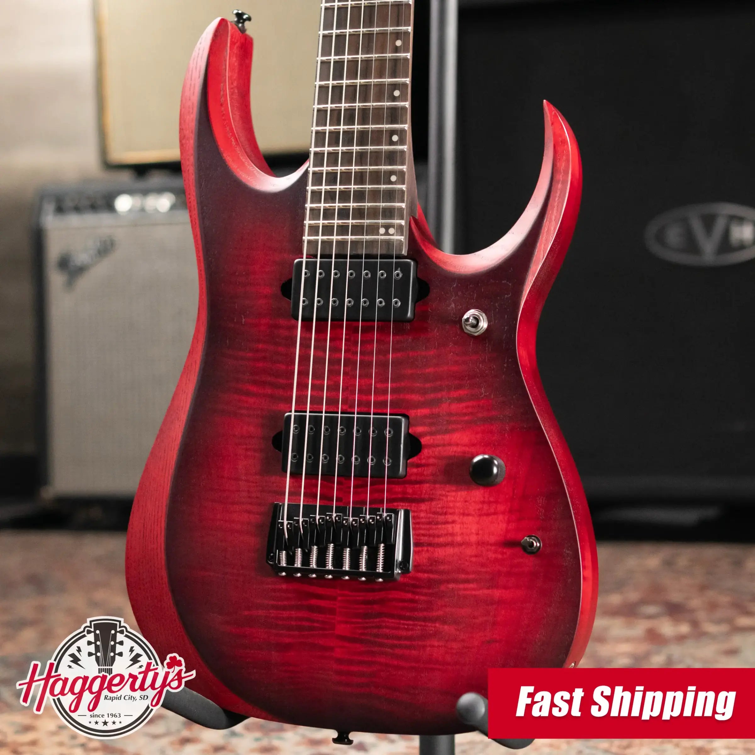 Ibanez RGD721FAWUF Standard 7-String Electric Guitar - Stained Wine Red Burst Flat