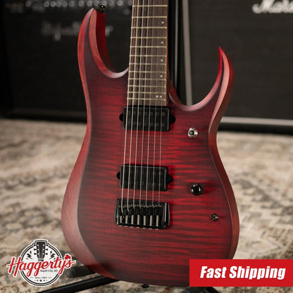 Ibanez RGD721FAWUF Standard 7-String Electric Guitar - Stained Wine Red Burst Flat