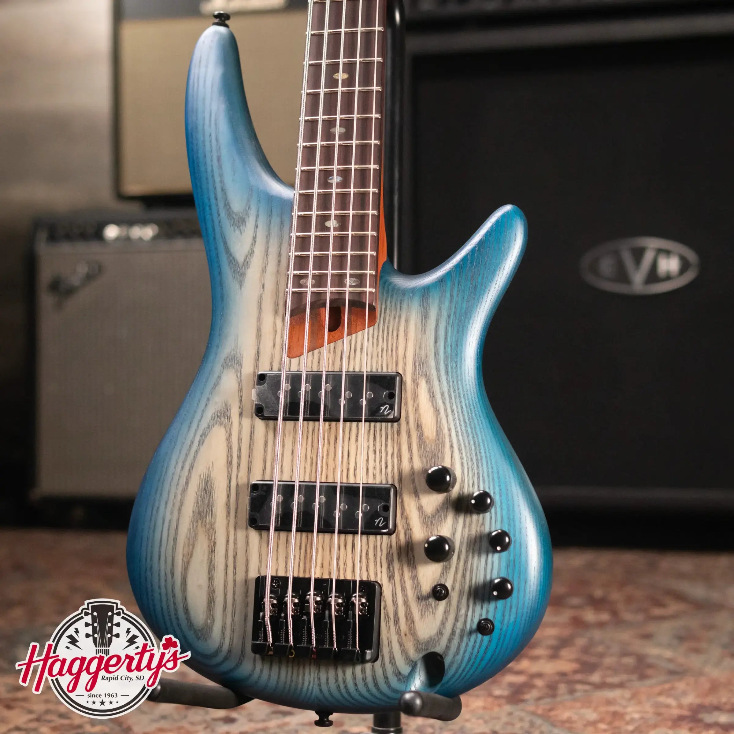 Ibanez SR605E 5-String Bass - Cosmic Blue Stardust Flat