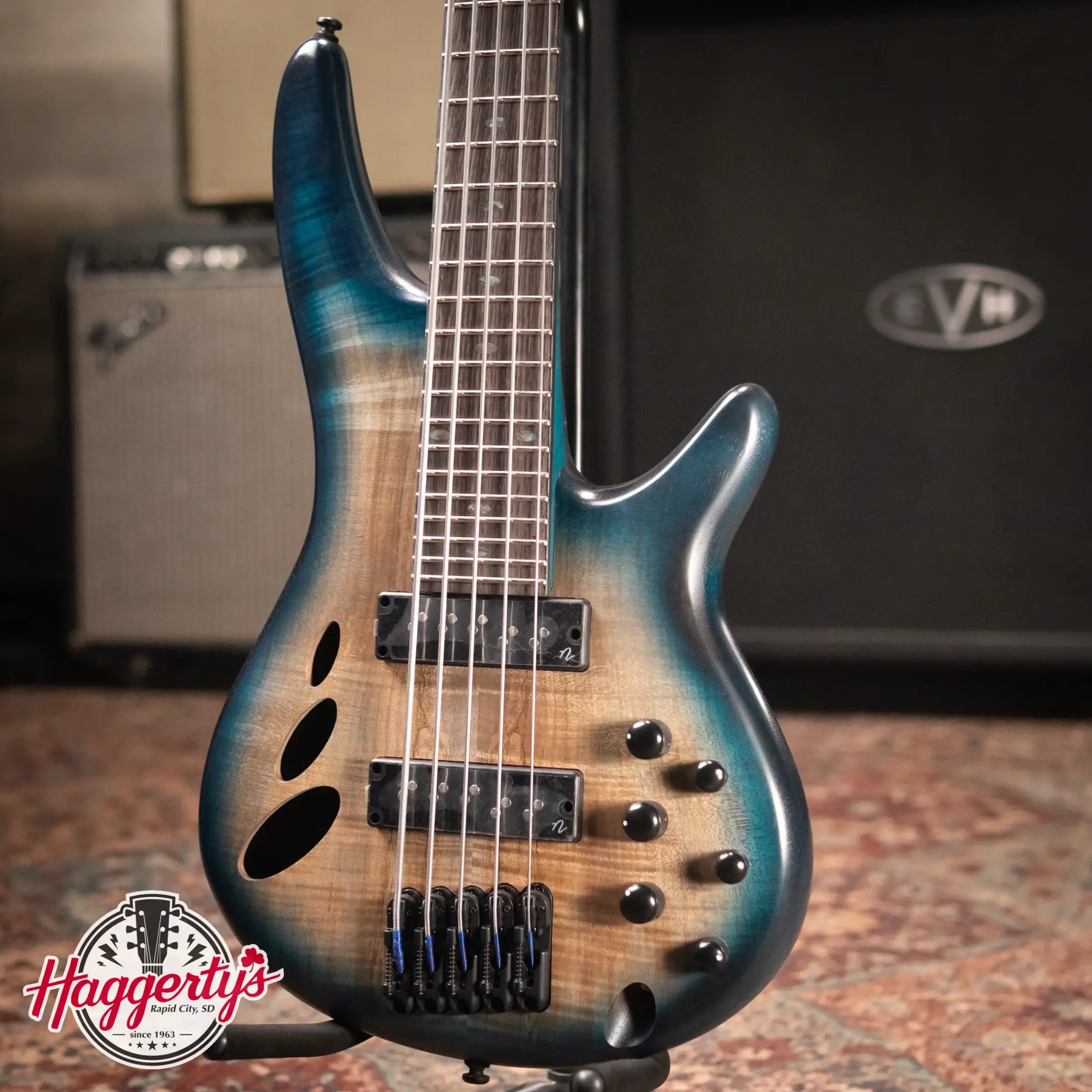Ibanez SRD905 5-String Semi-Hollow Electric Bass - Cosmic Blue Starburst Low Gloss