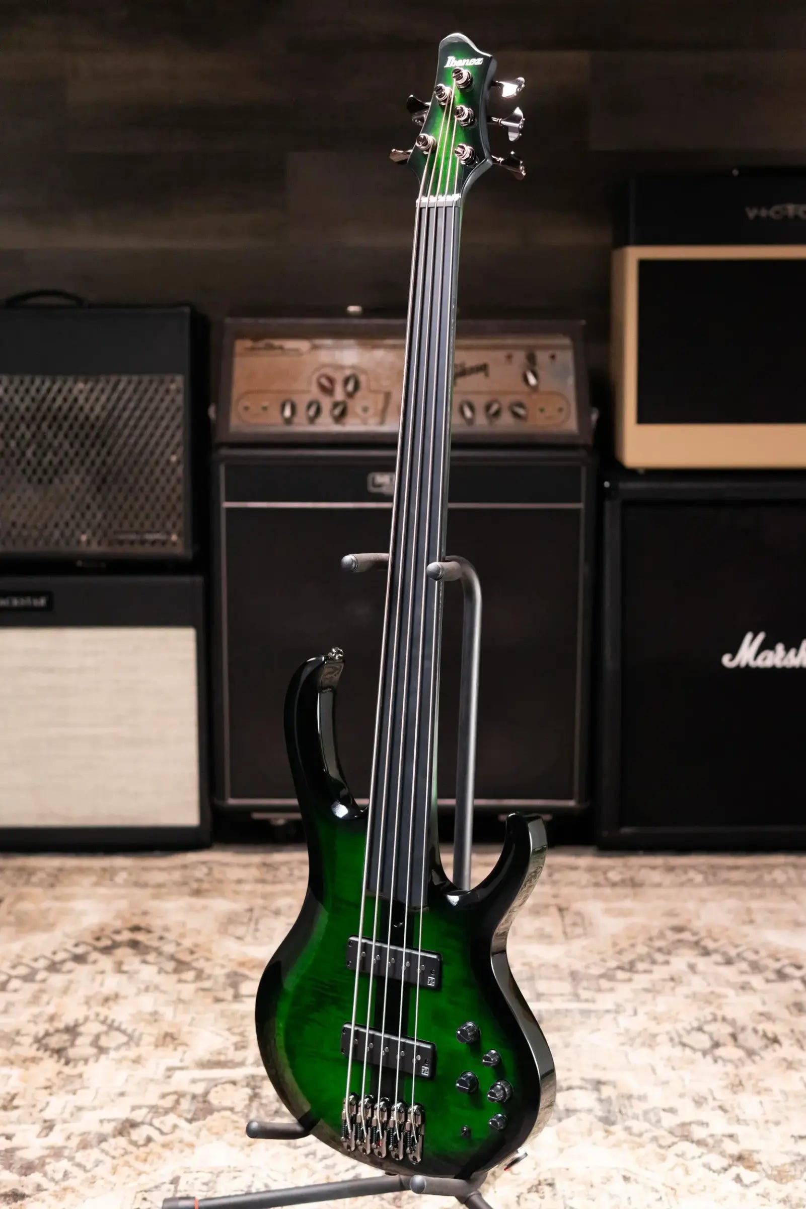 Ibanez Steve Di Giorgio Signature SDGB1-DMT 5-String Fretless Electric Bass - Dark Moss Burst