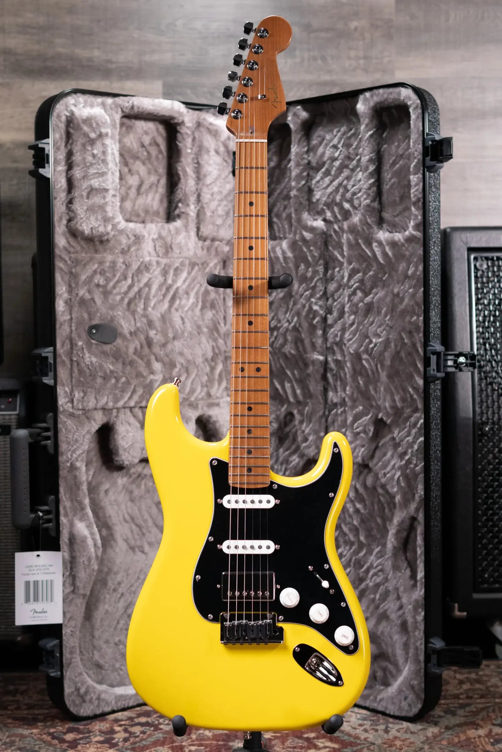 Fender Limited Edition American Ultra II HSS Stratocaster Electric Guitar - Graffiti Yellow with Hardshell Case