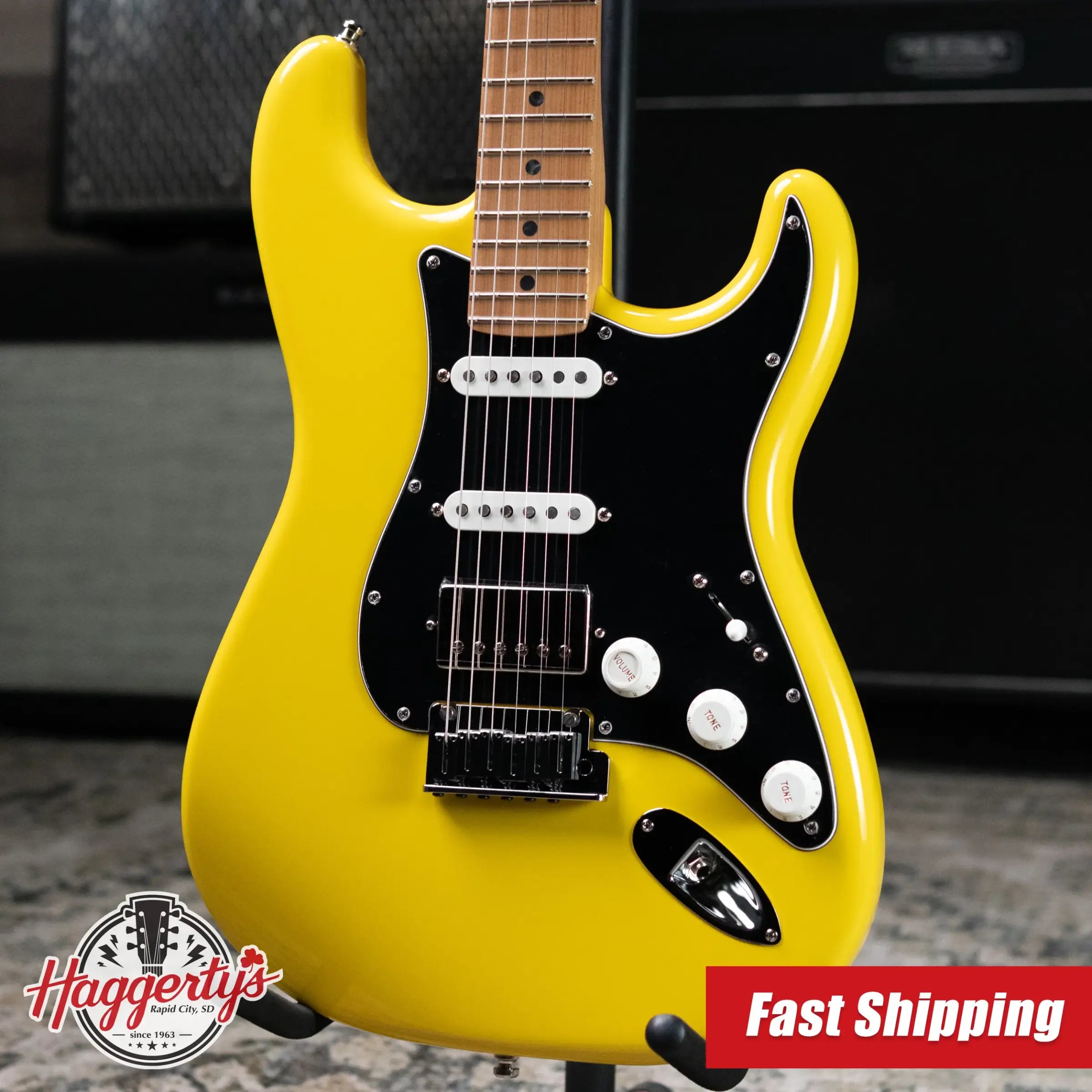 Fender Limited Edition American Ultra II Stratocaster HSS Electric Guitar - Graffiti Yellow with Hardshell Case
