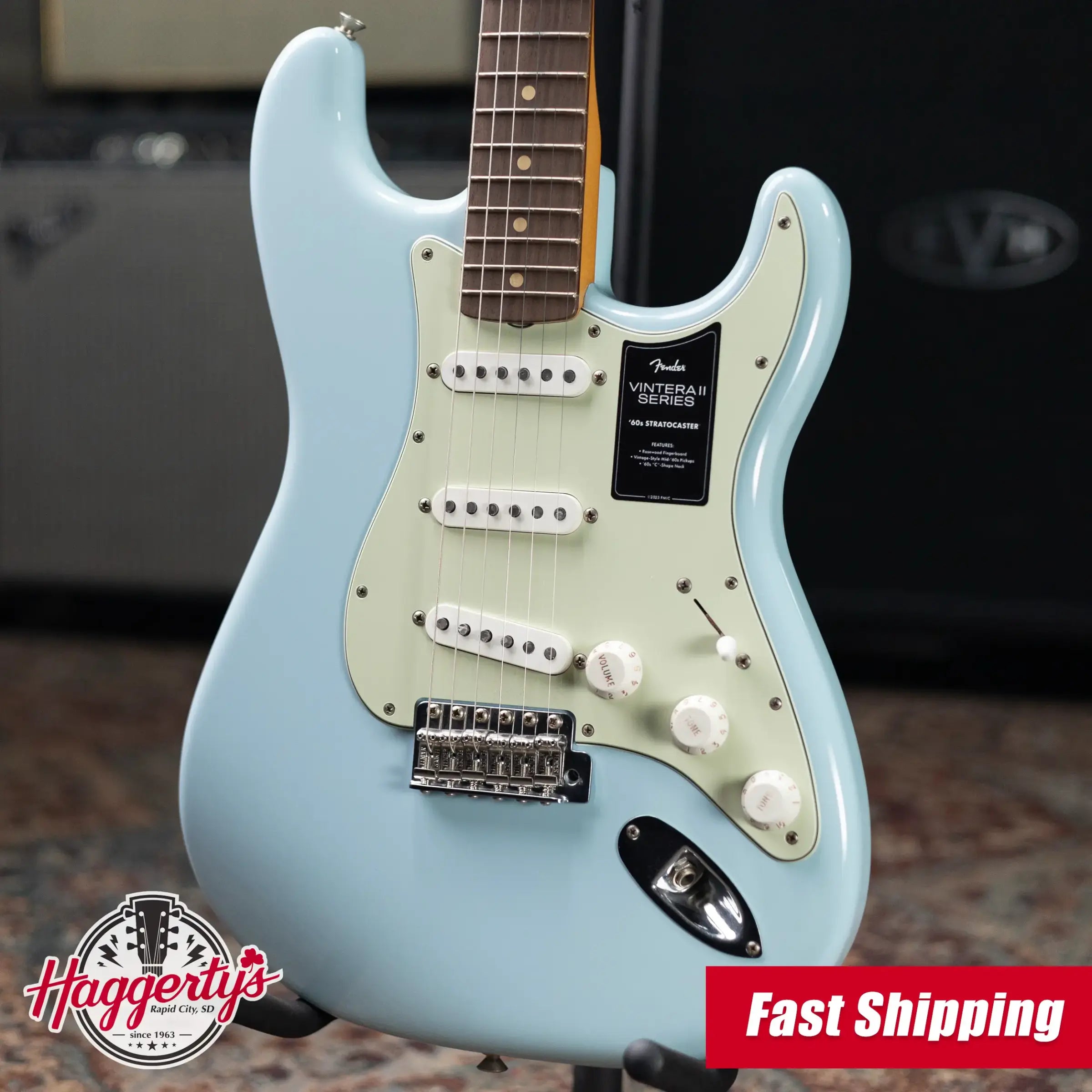 Fender Limited Edition Vintera II Road Worn '60s Stratocaster Electric Guitar - Sonic Blue with Hardshell Case