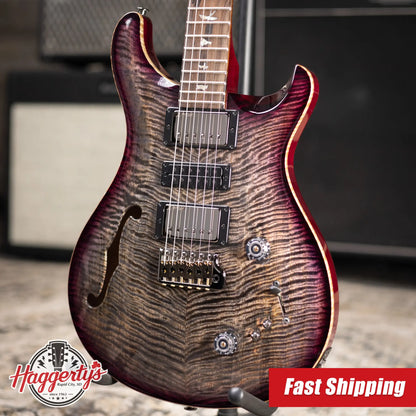 PRS Limited Edition Flame Mango Top Special Semi-Hollow Electric Guitar - Charcoal Purple Burst with Hardshell Case
