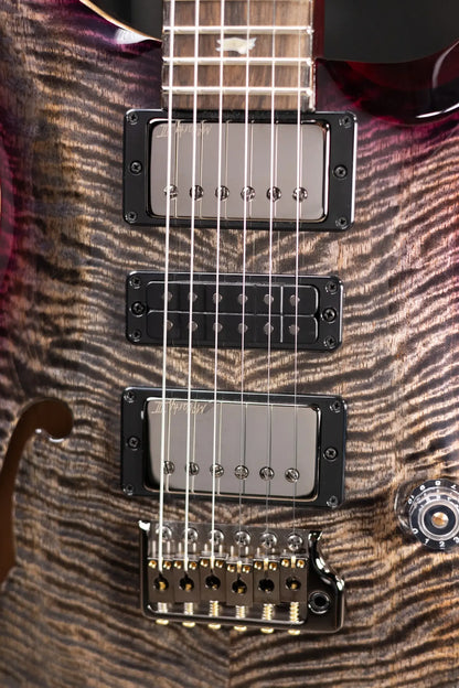 PRS Limited Edition Flame Mango Top Special Semi-Hollow Electric Guitar - Charcoal Purple Burst with Hardshell Case